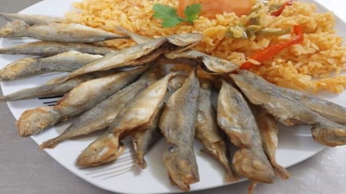 carapau carapau frito com arroz de tomate