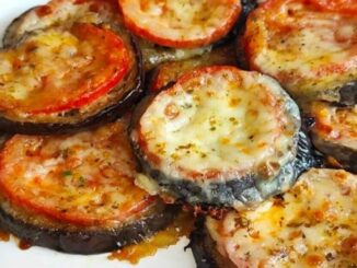 Beringela assada com tomate e Mozzarella