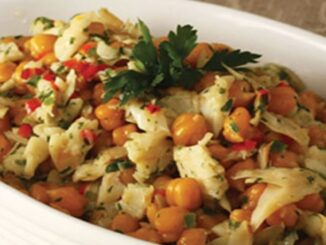 Salada de Grão de Bico com Bacalhau