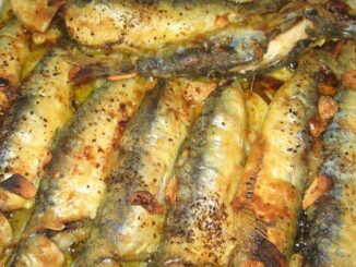 Tabuleiro de sardinhas assadas no forno